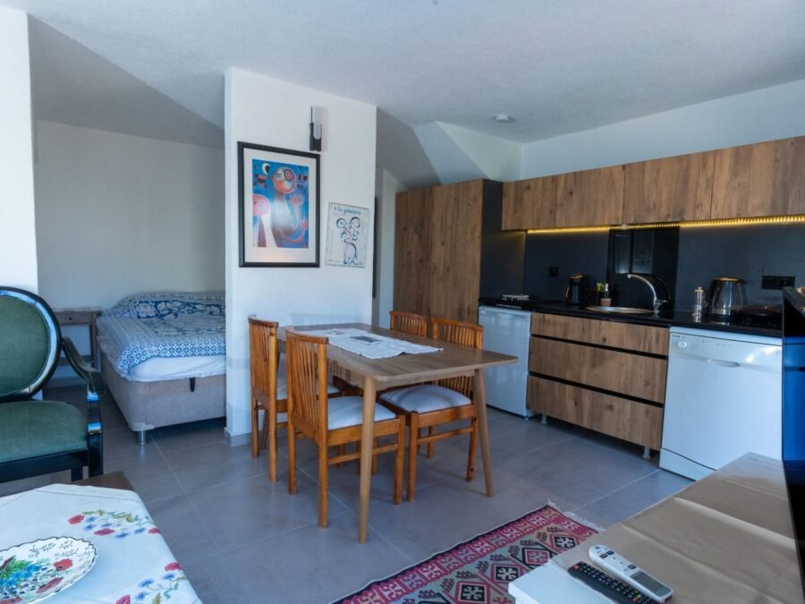 Studio 374 Yeşil – Oturma odası · Kadıkalesi, Gümüşlük, Bodrum